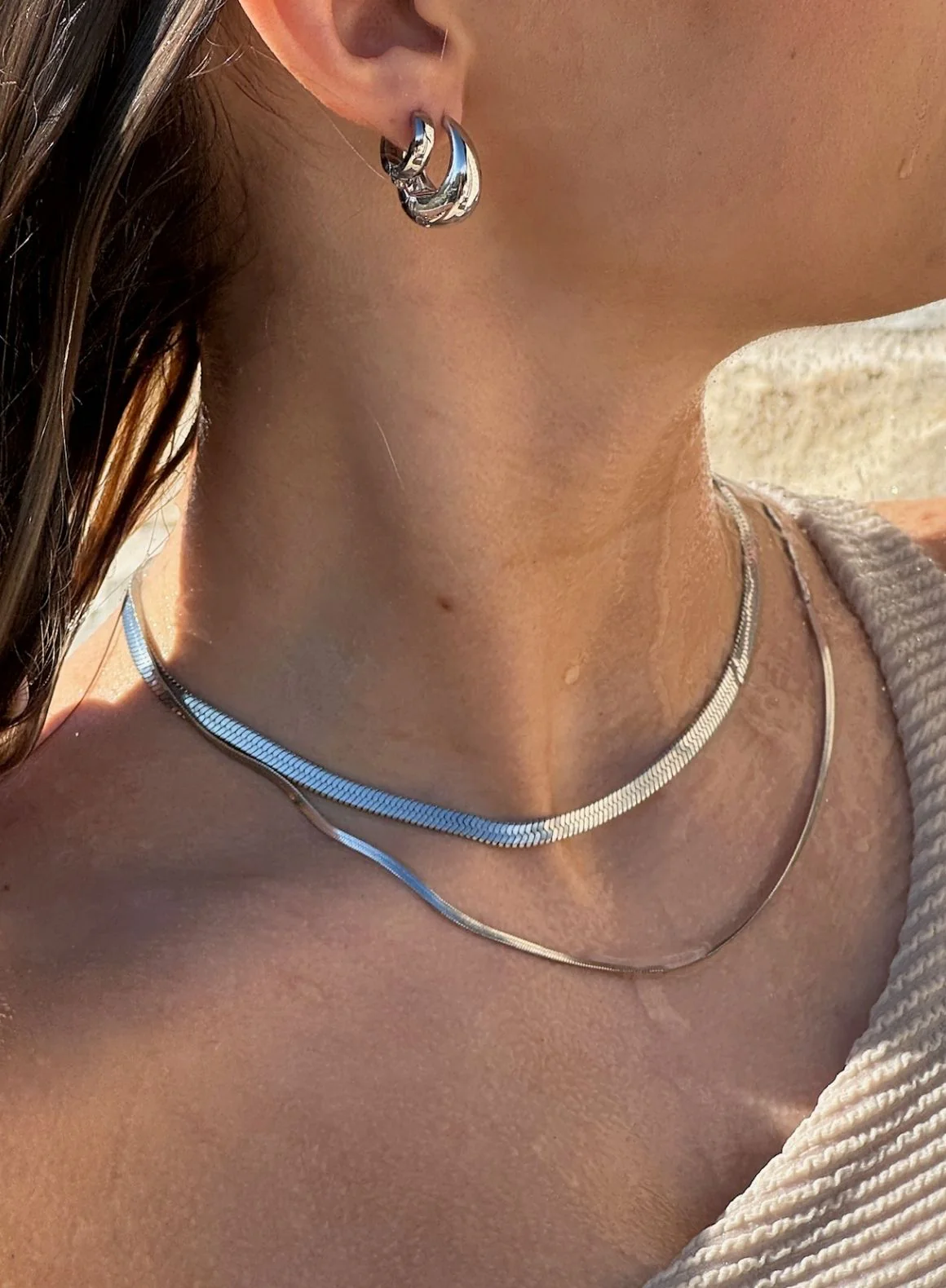 Silver Waterproof Double Necklace - Image 4