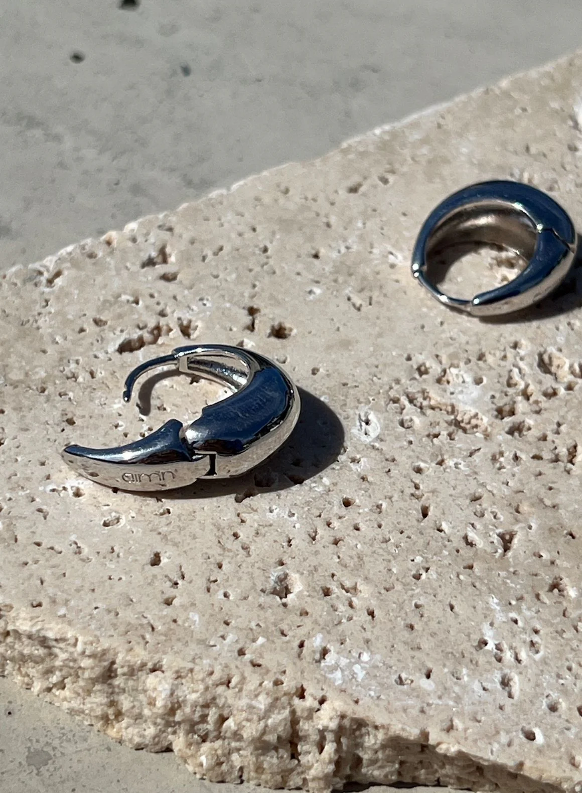 Silver Waterproof Drop Hoop Earrings - Image 4