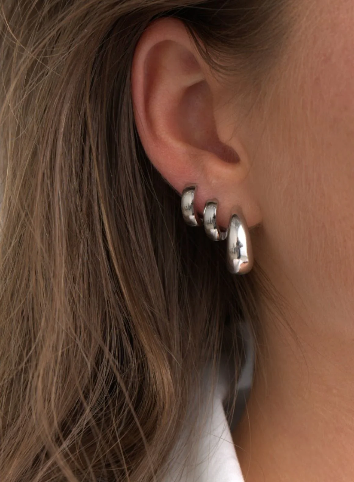 Silver Waterproof Hoop Earrings - Image 3