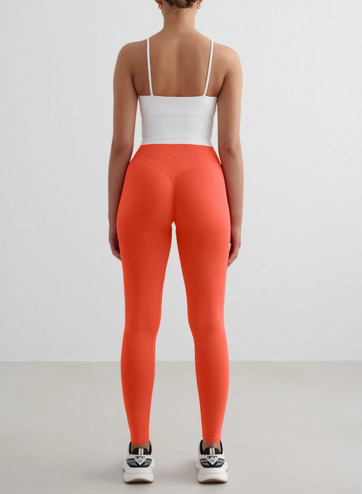 Tangerine Shape Seamless Tights & White Strap Singlet Set - Image 2