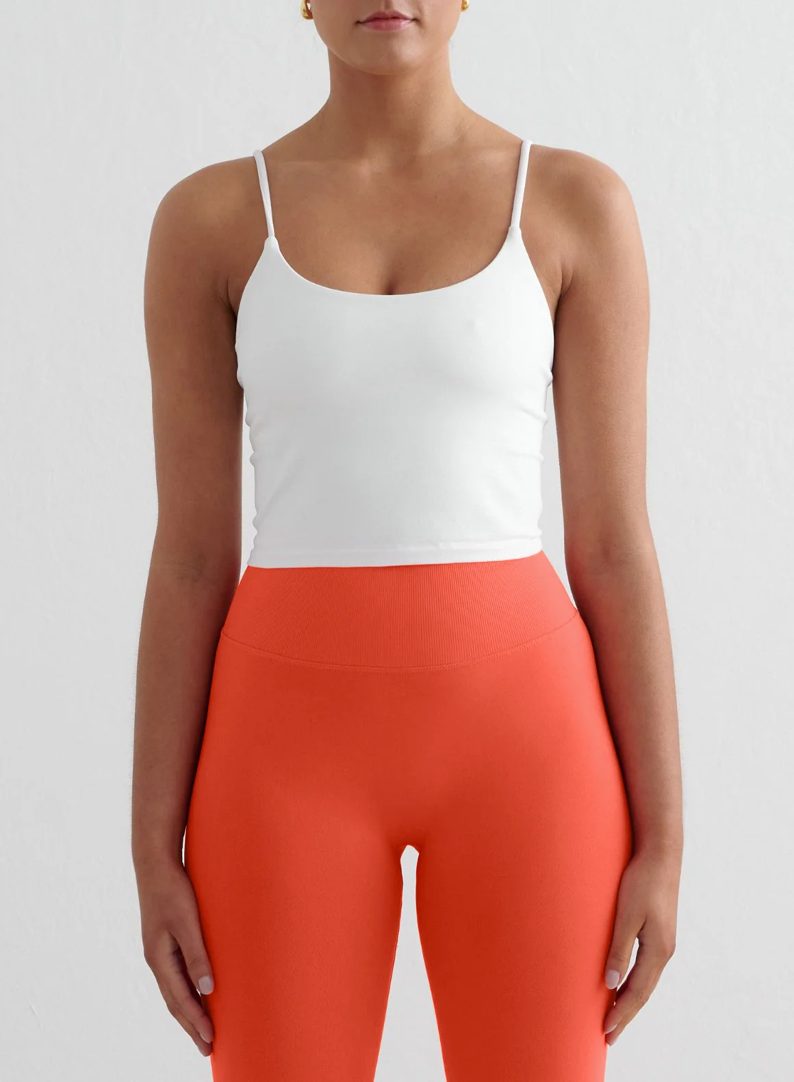 Tangerine Shape Seamless Tights & White Strap Singlet Set - Image 3