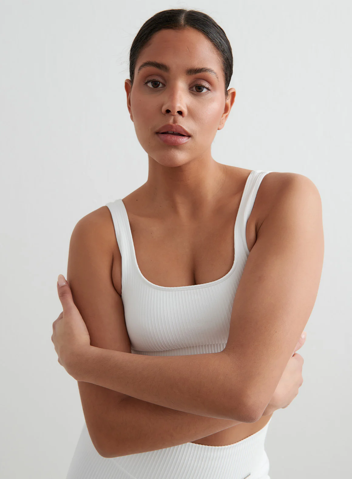 White Ribbed Seamless Bra - Image 6