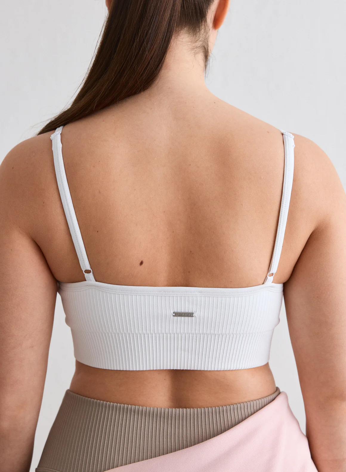 White Ribbed Seamless Deep Cut Bra - Image 2