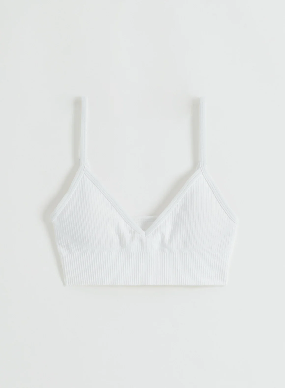 White Ribbed Seamless Deep Cut Bra - Image 4