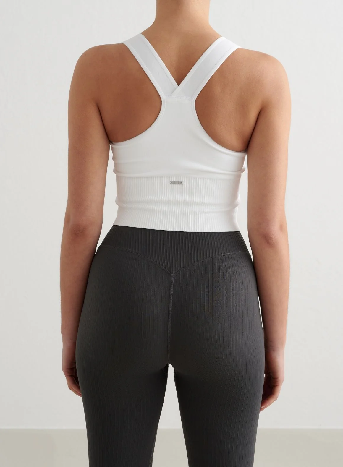White Ribbed Seamless High Support Bralette - Image 2