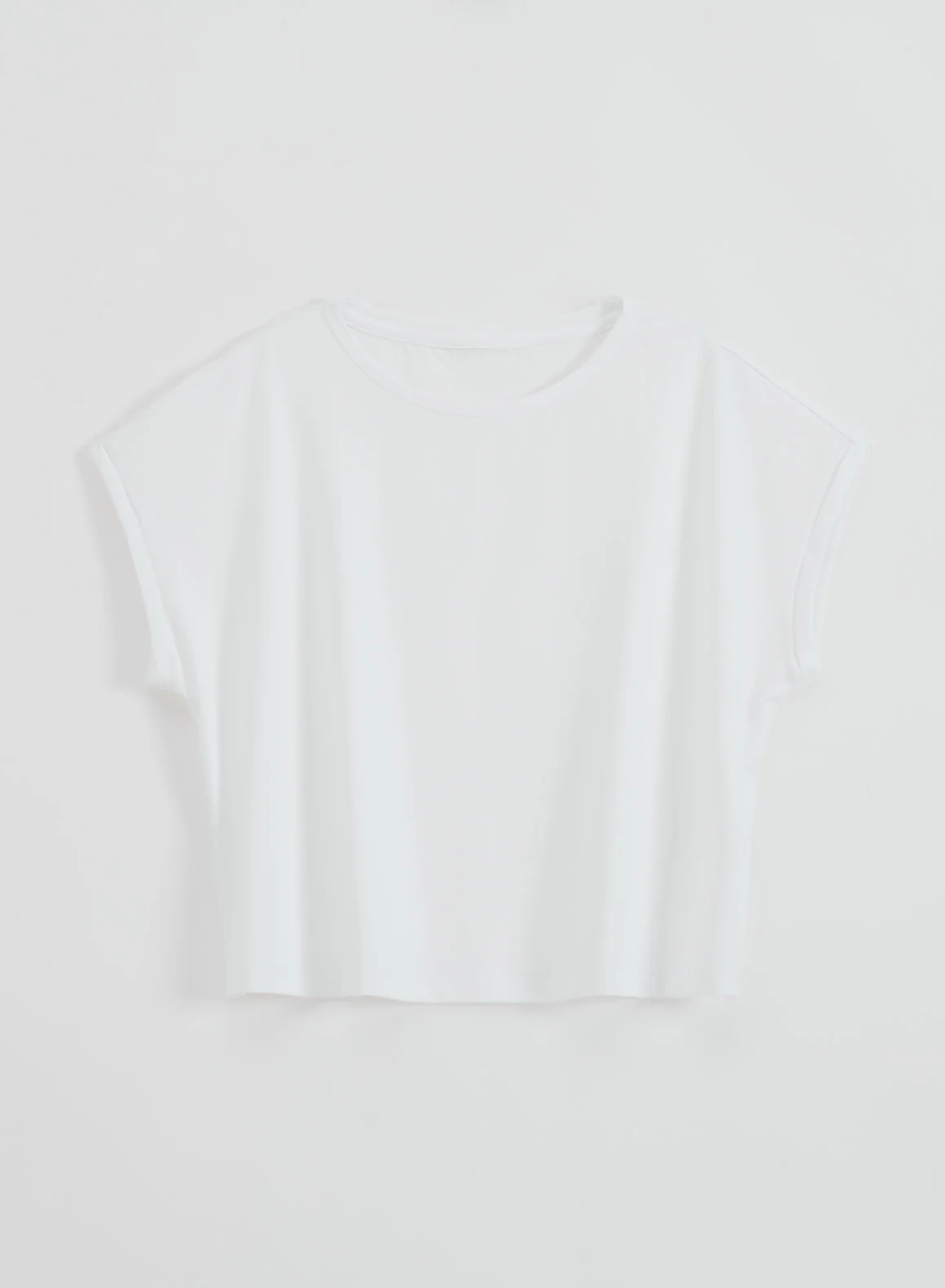 White Soft Basic Roll Sleeve Top - Image 7