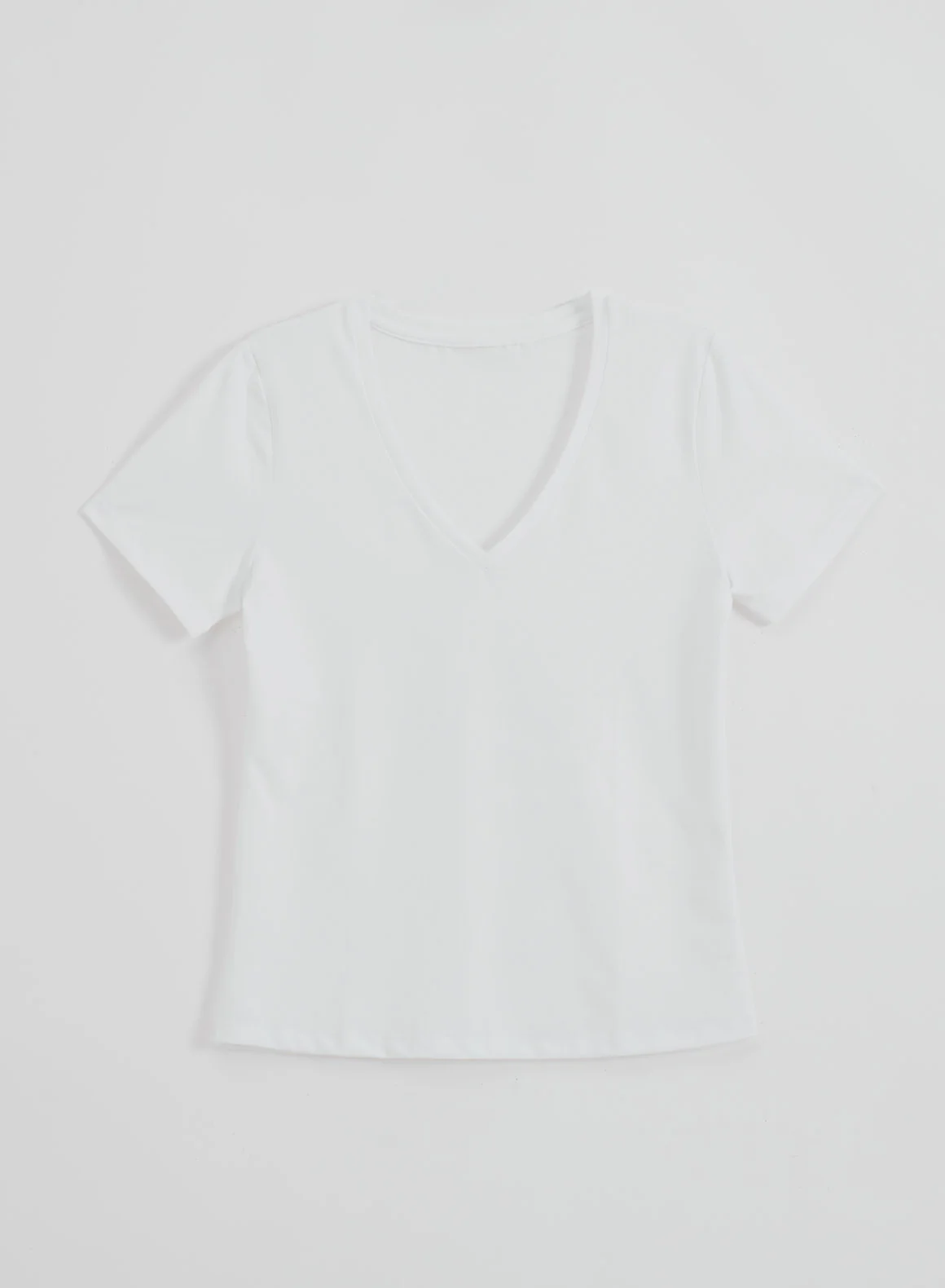 White Soft Basic V-neck Short Sleeve - Image 7